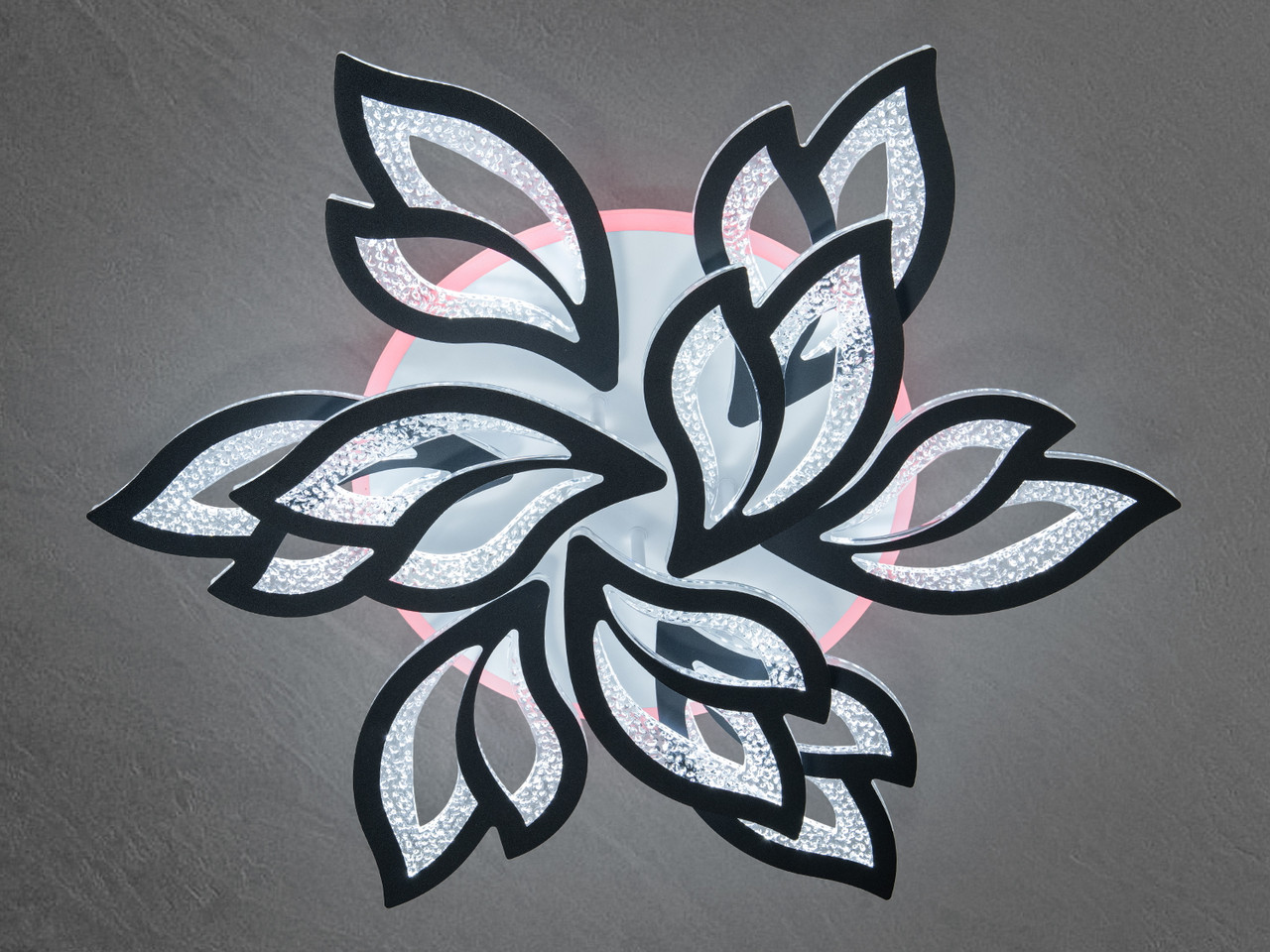 Ошатна LED люстра для залу з димером, колір чорний, 140 W на 20 м2 2455-6+3BK-LS