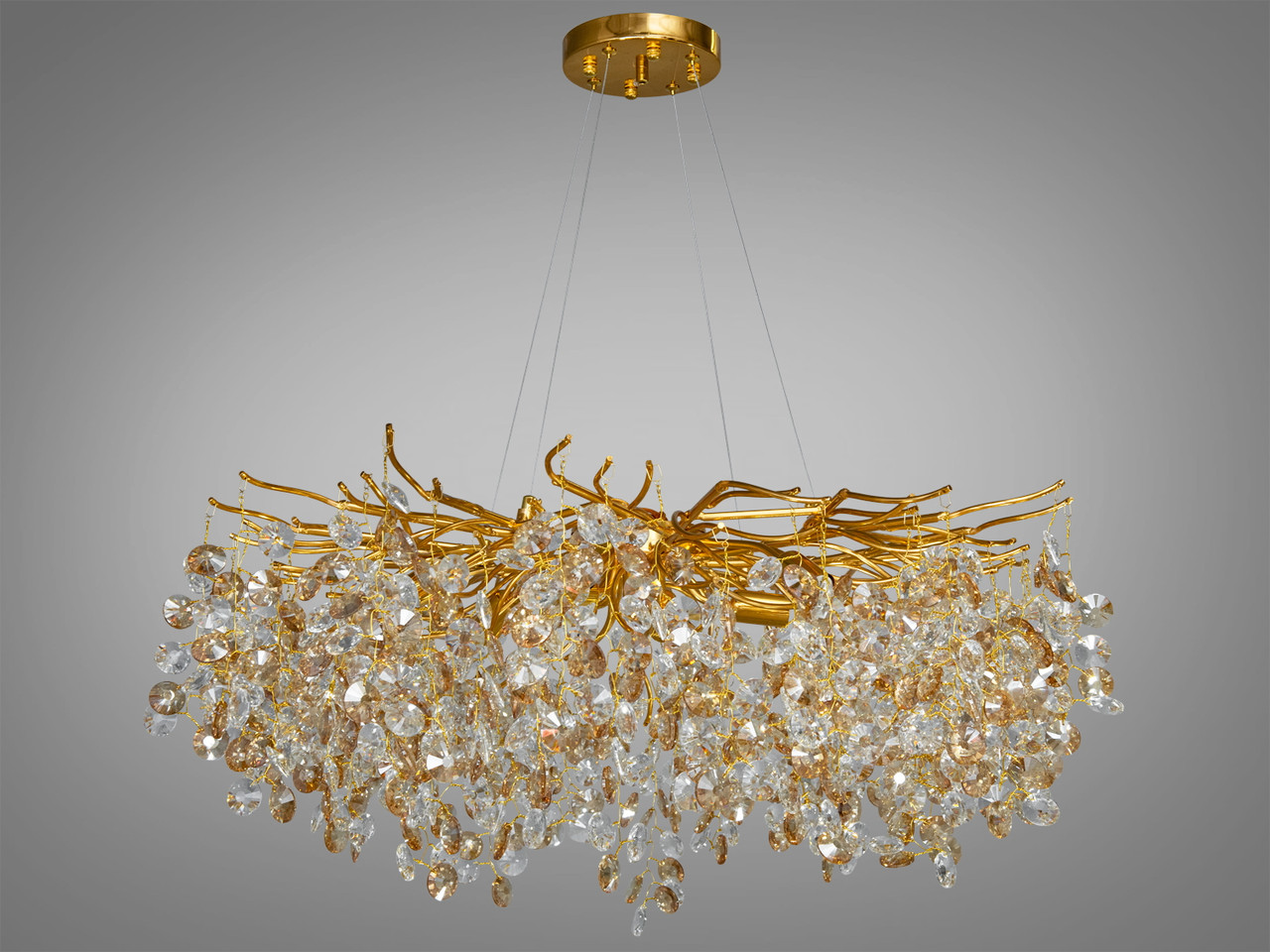 Дизайнерська кришталева люстра у вітальню, колір золото, на 10 ламп 601-800GD-LS, фото 1