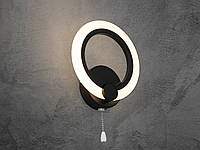 Світлодіодне бра круглої форми в спальню, колір чорний, 13W A8022-1BK-LS