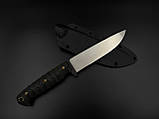 Ніж ручної роботи «Альфа #2» з піхвами з кайдекса нескладний N690/61 HRC., фото 4