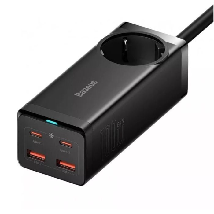 Мережевий зарядний пристрій Baseus GaN3 Pro Desktop Powerstrip AC+2U+2C 100W EU (With Cable Type-C to Type-C
