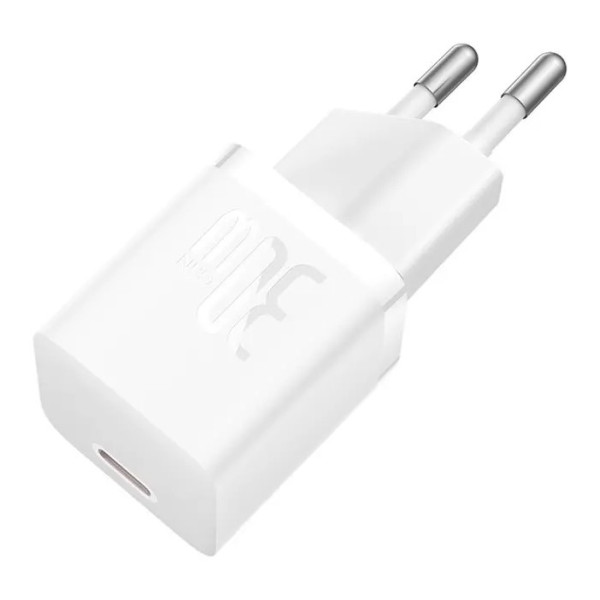 Мережевий зарядний пристрій Baseus GaN5S Fast Charger 30W 3A  1xUSB-C, with USB-C Cable, White