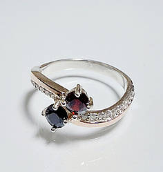 Срібна каблучка з золотими накладками