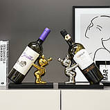 Інтер'єрна підставка під вино, прикраса інтер'єру ведмеді, підставка під вино та келихи, фото 2