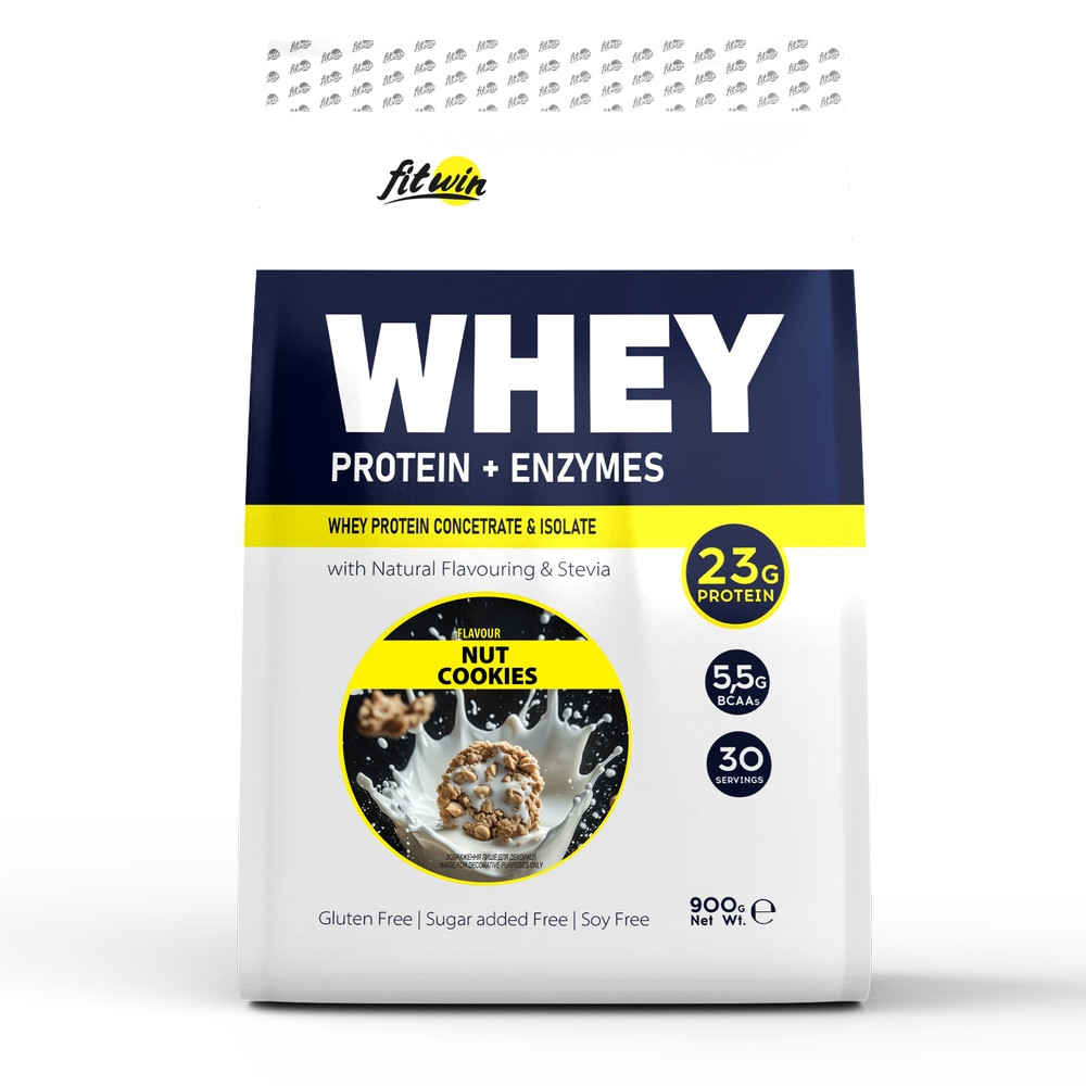 Протеїн FitWin Whey Protein + Enzymes, 900 грам Горіхове печиво