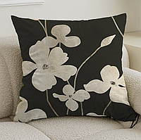 Декоративна наволочка з Квітами, квадратна наволочка 45*45 см (чорний)