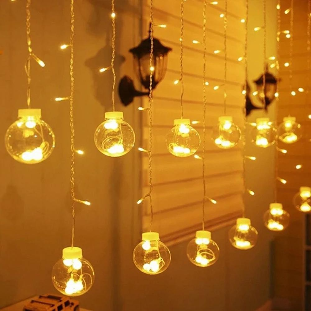 Світлодіодна гірлянда штора "Кульки", 2,5х0,8м, 10 LED, IP44, Теплий білий