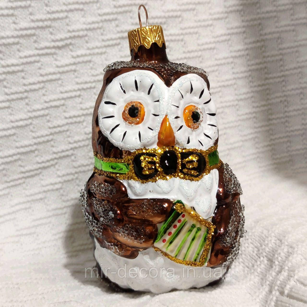 Формова скляна іграшка Сова Чарівна, фото 1