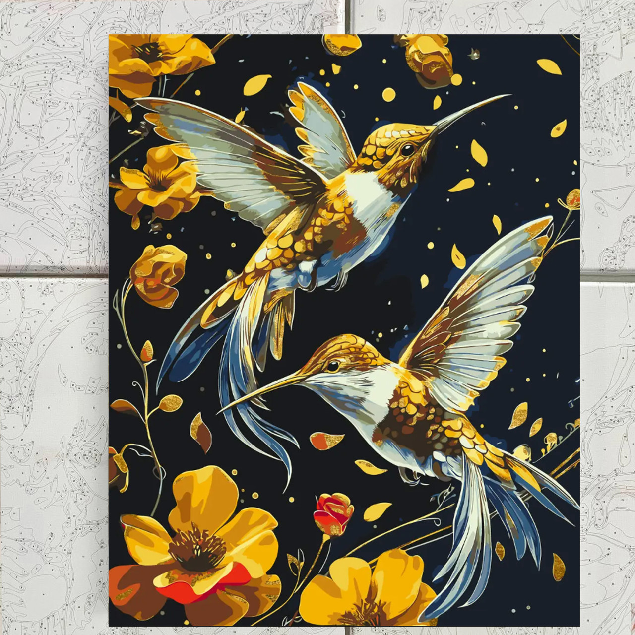 Картина за номерами Витончені птахи золотистий декор (40*50), фото 1