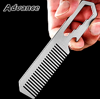 Титановий гребінець 4в1 кишеньковий чоловічий для бороди, вусів, волосся + відкривачка + лінійка Titanium DD4
