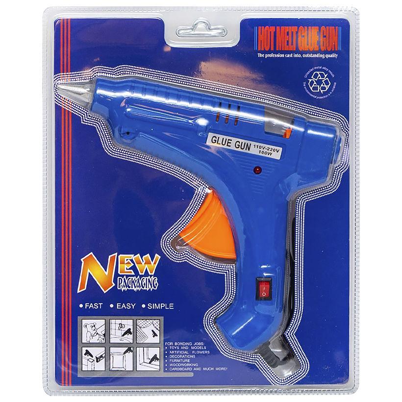 Клейовий пістолет канцелярський 19,5×17×4см, гарячий клей пістолет для рукоділля, термопістолет для стрижнів 11мм (100W)