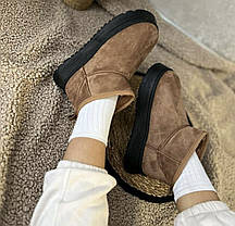 Угги ботиночки РЫЖИЕ CAMEL короткие на высокой подошве черного цвета утепленые женские зимние, фото 5