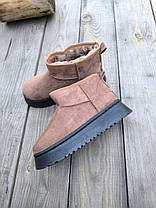 Угги КОРИЧНЕВЫЕ Рыжие CAMEL UGG на черной высокой подошве  ботиночки короткие утепленые женские зимние, фото 2