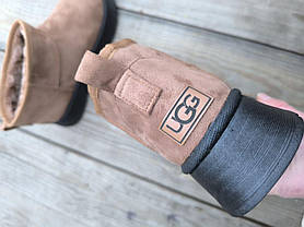 Угги КОРИЧНЕВЫЕ Рыжие CAMEL UGG на черной высокой подошве  ботиночки короткие утепленые женские зимние, фото 4