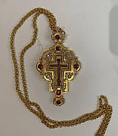 Наперсный крест с красными и прозрачными вставками