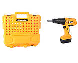 Дитячий ігровий набір інструментів 2в1 у валізі для хлопчика з шуруповертом та інструментами 98 елементів, фото 9