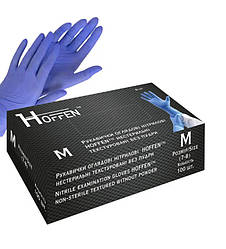 Перчатки Нітрілові оглядові  HOFFEN Cинi, M