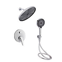 Комплект для душу Qtap Chrome: Змішувач QTOS6212107ODC + Лійки (QTRUC125CRM45952,QTHLA107CRM45948) + Шланг