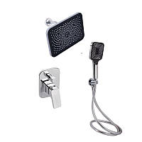 Комплект для душу Qtap Chrome: Змішувач QTNAM6225102NC + Лійки (QTRUC125CRM45954,QTHLA107CRM45784) + Шланг