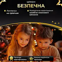 Гірлянда Роса біла нитка довжина 20 м на 200 LED від USB колір світіння жовтий, фото 6