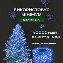 Гірлянда Роса прозора нитка довжина 100 м на 1000 LED від мережі з пультом колір світіння синій, фото 3