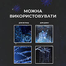 Гірлянда Роса прозора нитка довжина 100 м на 1000 LED від мережі з пультом колір світіння синій, фото 4