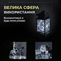 Гірлянда Роса зелена нитка довжина 5 м на 50 LED на батарейках колір світіння білий, фото 6