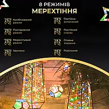 Гірлянда Роса зелена нитка довжина 50 м на 500 LED від мережі з пультом колір світіння мультиколор, фото 6