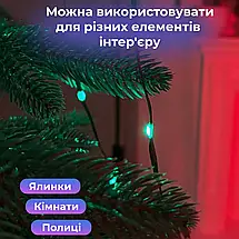 Розумна Smart гірлянда на 200 LED з керуванням зі смартфона зелений дріт довжина 2.5 м колір світіння мультиколор, фото 5