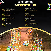 Гірлянда Роса зелена нитка довжина 100 м на 1000 LED від мережі з пультом колір світіння мультиколор, фото 4