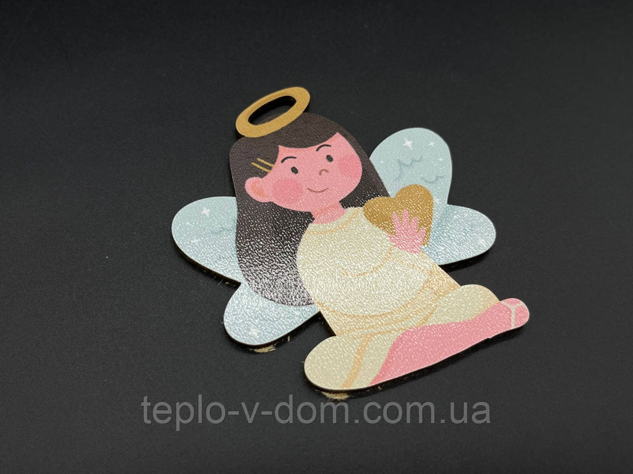 Дерев'яна новорічна іграшка з друком. 9см