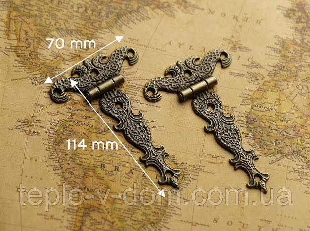 Петля фігурна. Колір "стара латунь". 114х70мм