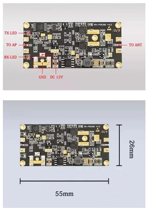 Підсилювач сигналу 5,725-5,85 ГГц, 4 Вт (36 dBm) 17-18 dB надлегкий для дронів
