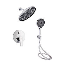Комплект для душу Qtap Chrome: Змішувач QTUST6216107ODC + Лійки (QTRUC125CRM45952,QTHLA107CRM45948) + Шланг