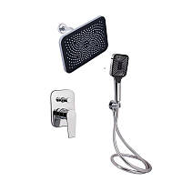 Комплект для душу Qtap Chrome: Змішувач QTST6245102DC + Лійки (QTRUC125CRM45954,QTHLA107CRM45784) + Шланг