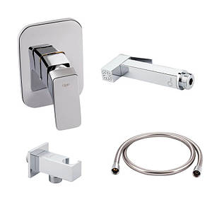Комплект для душу Qtap Chrome: Змішувач QTNAM6025102NC + Шланг QTHADPVC120C + Лійка QTCRMB120 + Підключення