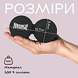 Масажний силіконовий подвійний м'яч PowerPlay PP-4355 Silicone Lacrosse Peanut Ball (6.3*12.6см.) Чорний, фото 9