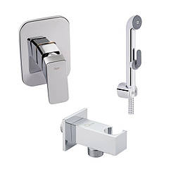 Комплект для душу Qtap Chrome: Змішувач для душу QTNAM6025102NC + Гігієнічний набір QTSETCRMA021 + Підключення