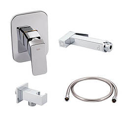 Комплект для душу Qtap Chrome: Змішувач QTNAM6025102NC + Шланг QTHADPVC120C + Лійка QTCRMB120 + Підключення