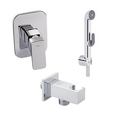 Комплект для душу Qtap Chrome: Змішувач для душу QTNAM6025102NC + Гігієнічний набір QTSETCRMA021 + Підключення