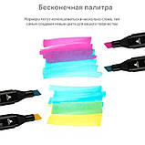 Набори різнокольорових маркерів фломастерів 36 шт, Набір якісних кольорових BK-494 двосторонніх маркерів, фото 7