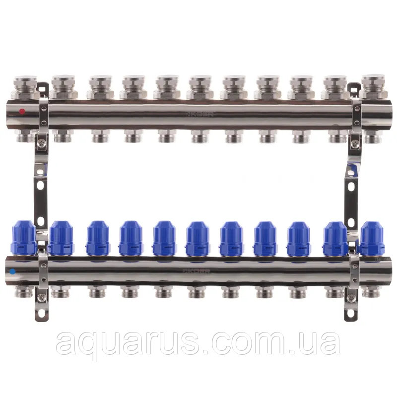 Колекторний блок з термостатичними клапанами KOER KR.1100-11 1"x11 WAYS (KR2637)