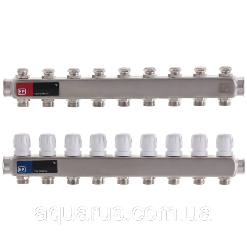 Колекторний блок з термостат. клапанами EUROPRODUCT EP.S1100-09 1"x9 (EP4996)