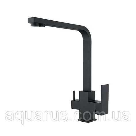 Змішувач для кухні з виходом для питної води ZERIX KUB-021 BLACK з нерж. сталі (чорний) (ZX4856), фото 1