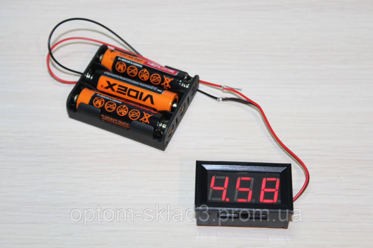 Вольтметр 0.56" DC 4.5V-30V RED цифри, фото 1