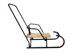 Санки дитячі Сніговик з штовхачем червоний ТМ УКРАЇНА