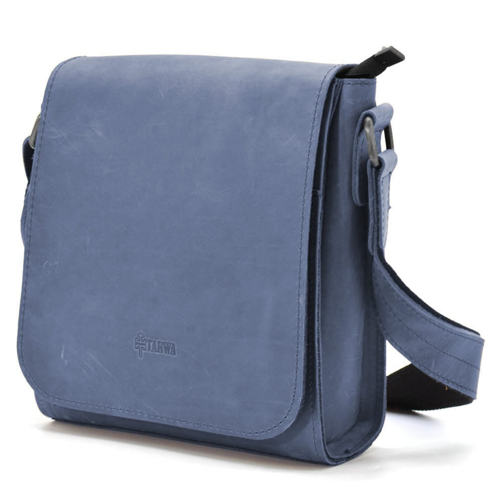 Чоловіча шкіряна сумка через плече RK-30271-3md TARWA синя, фото 1
