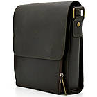 Чоловіча шкіряна сумка через плече месенджер із натуральної шкіри з клапаном коричнева 26*22*6 см, фото 3