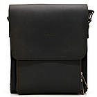 Чоловіча шкіряна сумка через плече месенджер із натуральної шкіри з клапаном коричнева 26*22*6 см, фото 4