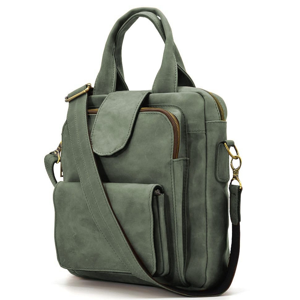 Вертикальна чоловіча сумка RE-7266-3md TARWA зелена, фото 1